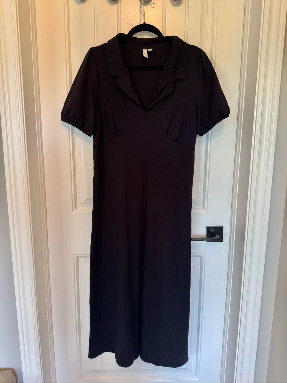 Size XL, ASOS Black Collared Short-Sleeve Midi Dress